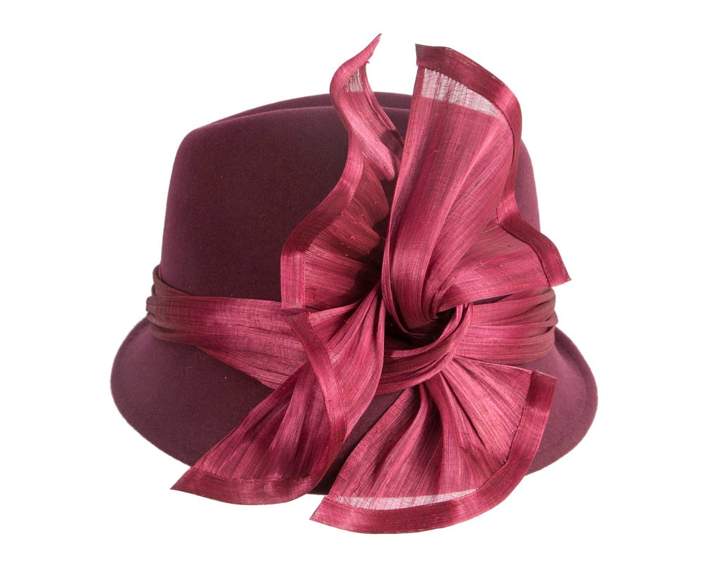 Fashion wine ladies winter felt fedora hat by Fillies Collection - Image 3