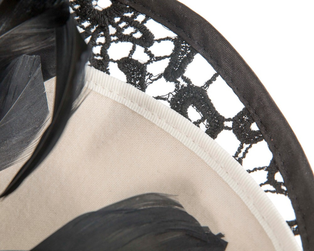 Large cream & black winter fascinator by Fillies Collection - Image 5