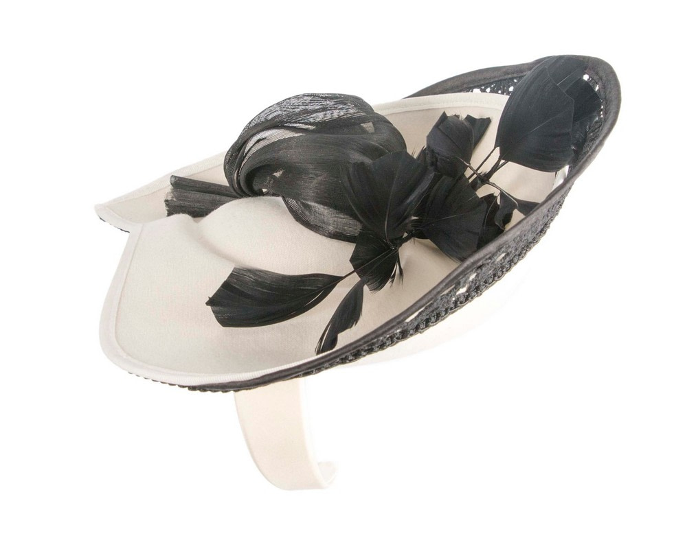 Large cream & black winter fascinator by Fillies Collection - Image 3