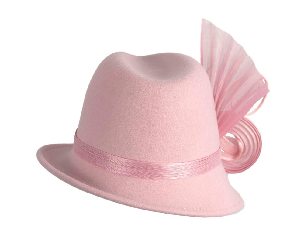 Fashion pink ladies winter felt fedora hat by Fillies Collection - Image 6
