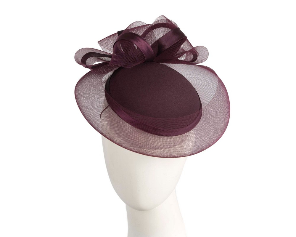 Port-colored custom made cocktail hat