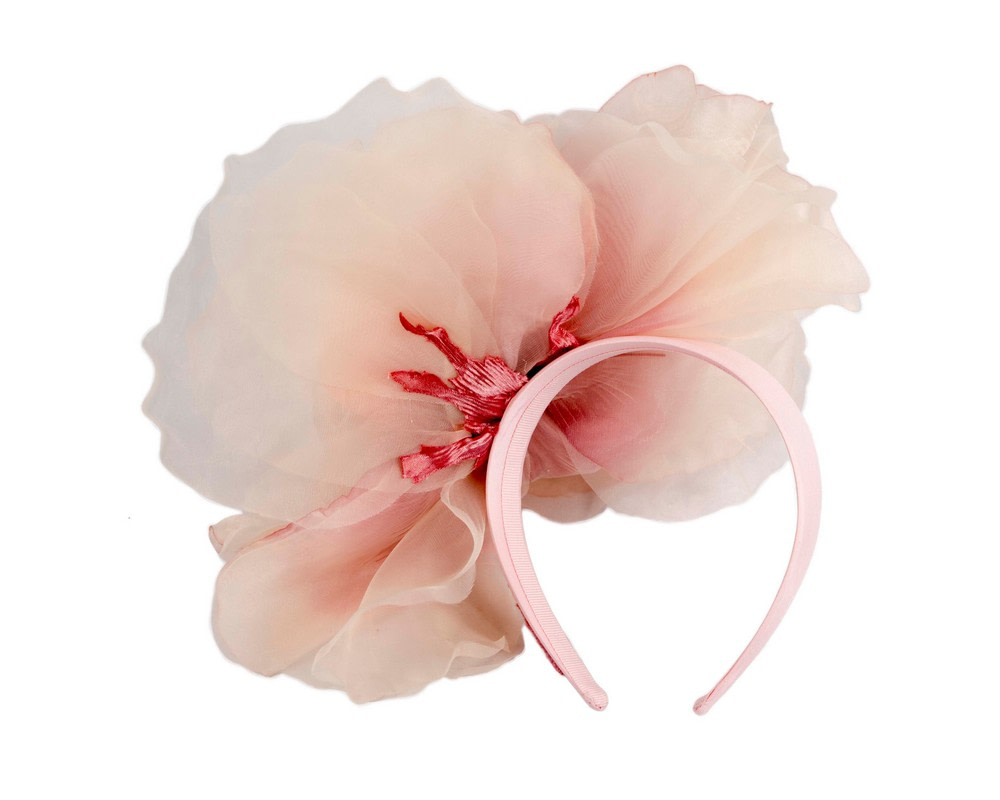 Large dusty pink silk flower fascinator by Fillies Collection - Image 4