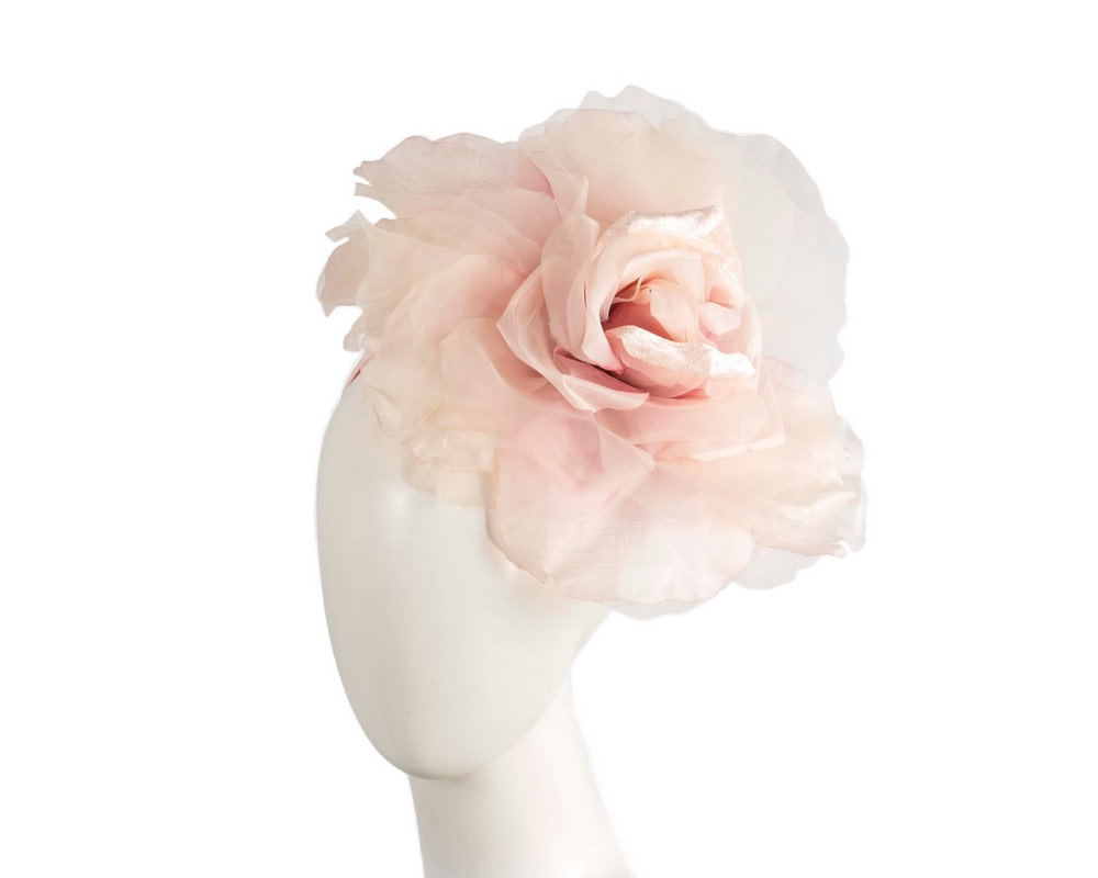 Large dusty pink silk flower fascinator by Fillies Collection