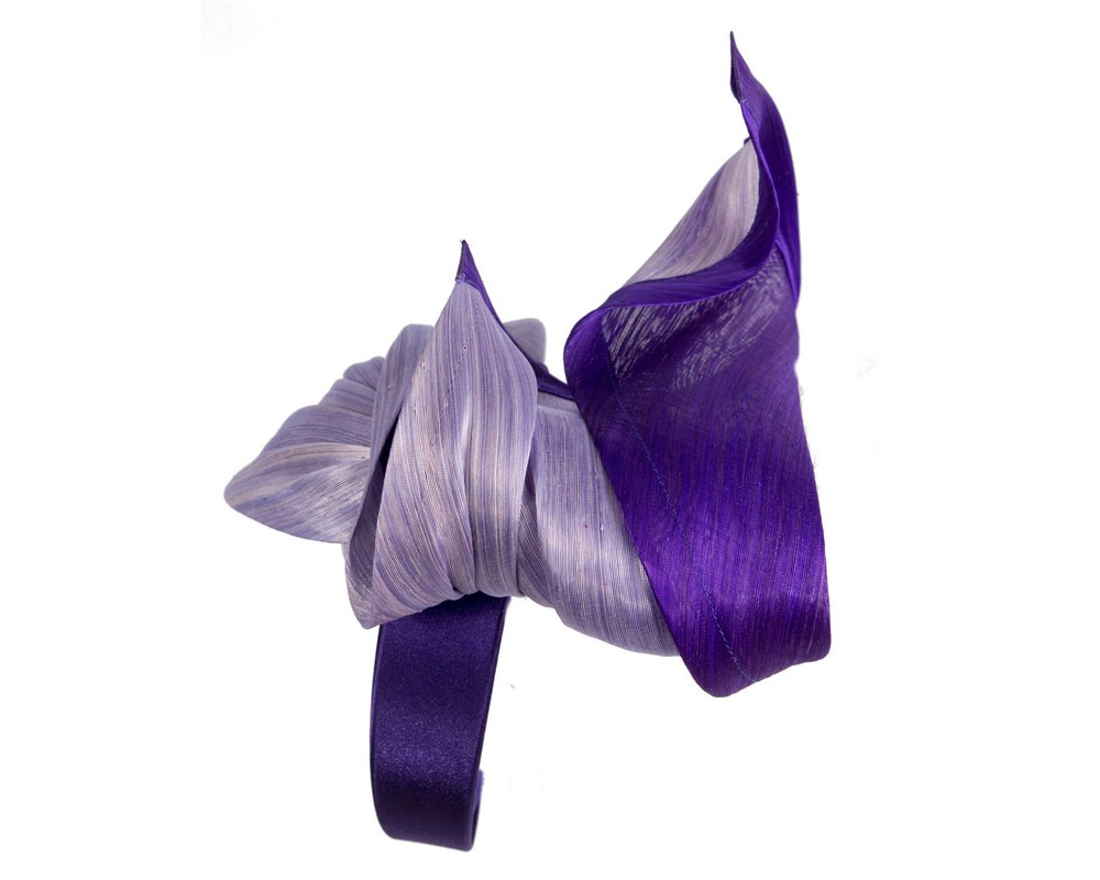 Lilac & purple silk abaca fascinator by Fillies Collection - Fascinators.com.au Lilac & purple silk abaca fascinator by Fillies Collection - Image 4