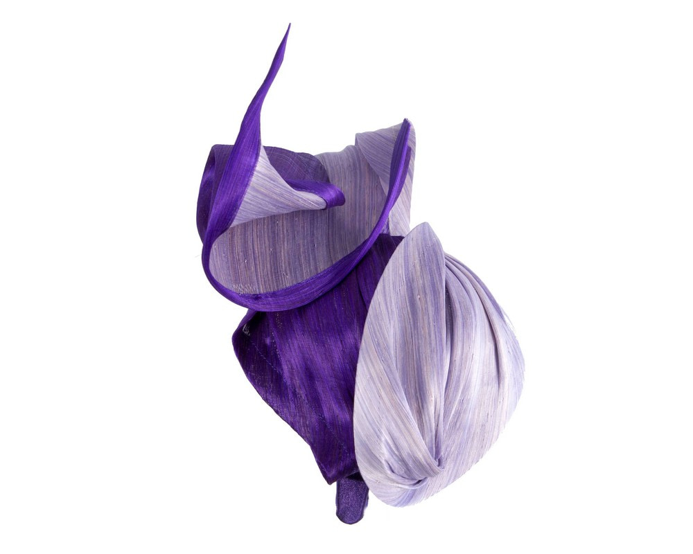 Lilac & purple silk abaca fascinator by Fillies Collection - Fascinators.com.au Lilac & purple silk abaca fascinator by Fillies Collection - Image 3