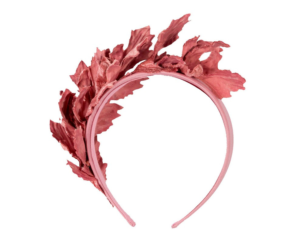 Dusty pink velvet leafs fascinator - Image 4