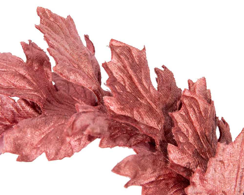 Dusty pink velvet leafs fascinator - Image 3