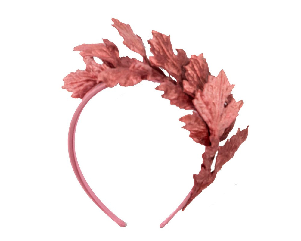Dusty pink velvet leafs fascinator - Image 2