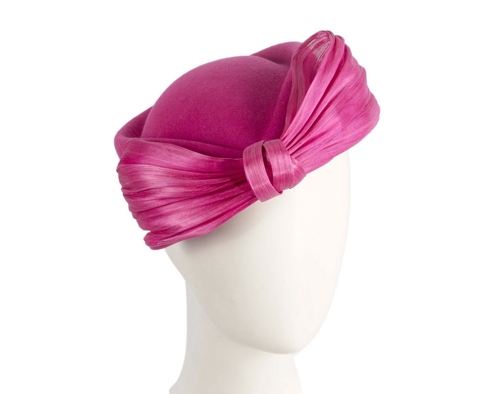Fuchsia Jackie Onassis felt beret by Fillies Collection - Image 2