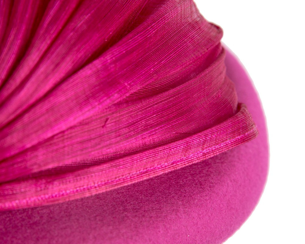 Fuchsia Felt Hat with Silk Abaca Trim by Fillies Collection - Fascinators.com.au Fuchsia Felt Hat with Silk Abaca Trim by Fillies Collection - Image 5