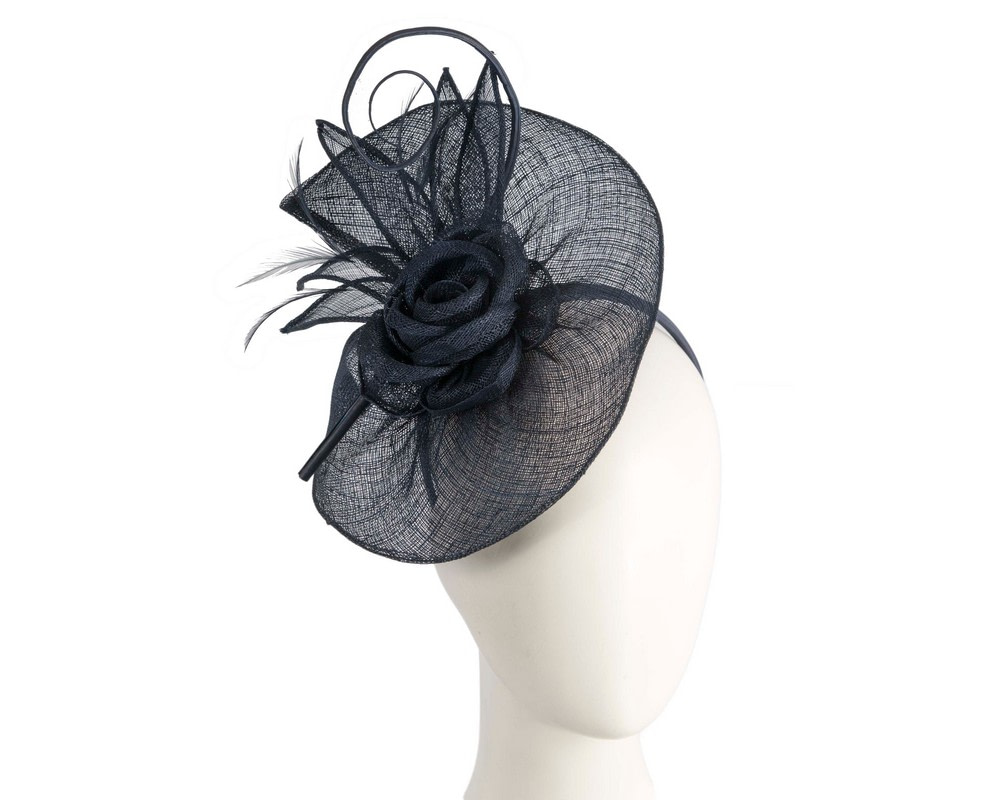 Navy racing fascinator with feathers by Max Alexander
