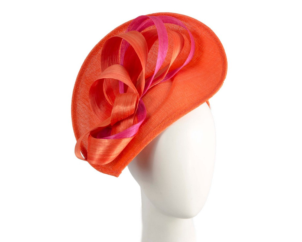 Orange & fuchsia fascinator with loops by Max Alexander