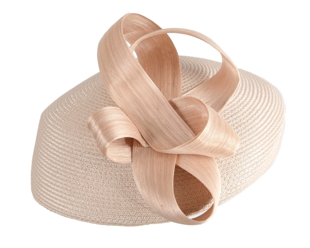 Fashion beige beret hat with bow by Max Alexander - Fascinators.com.au Fashion beige beret hat with bow by Max Alexander - Image 4