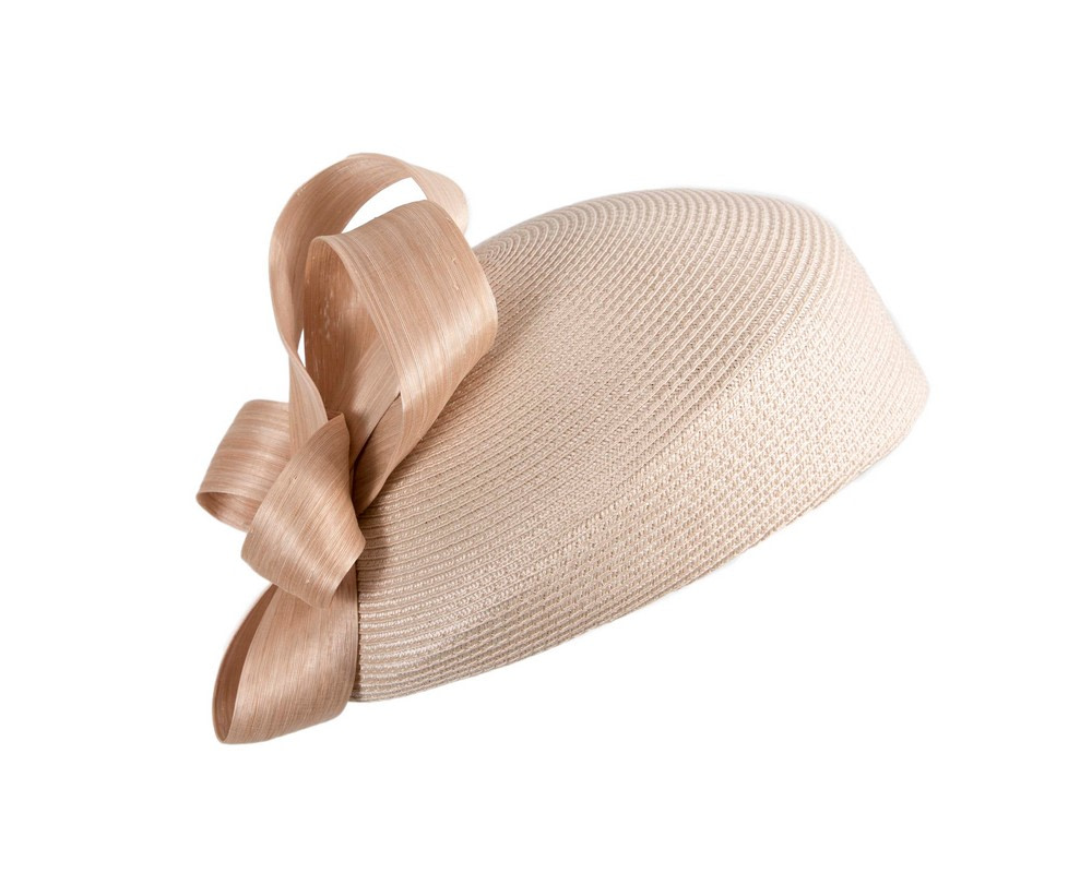 Fashion beige beret hat with bow by Max Alexander - Fascinators.com.au Fashion beige beret hat with bow by Max Alexander - Image 2