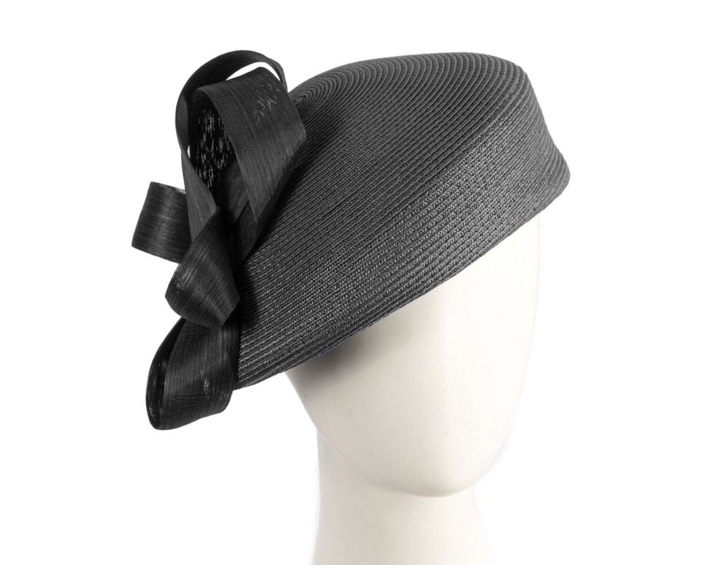 Fashion black beret hat with bow by Max Alexander