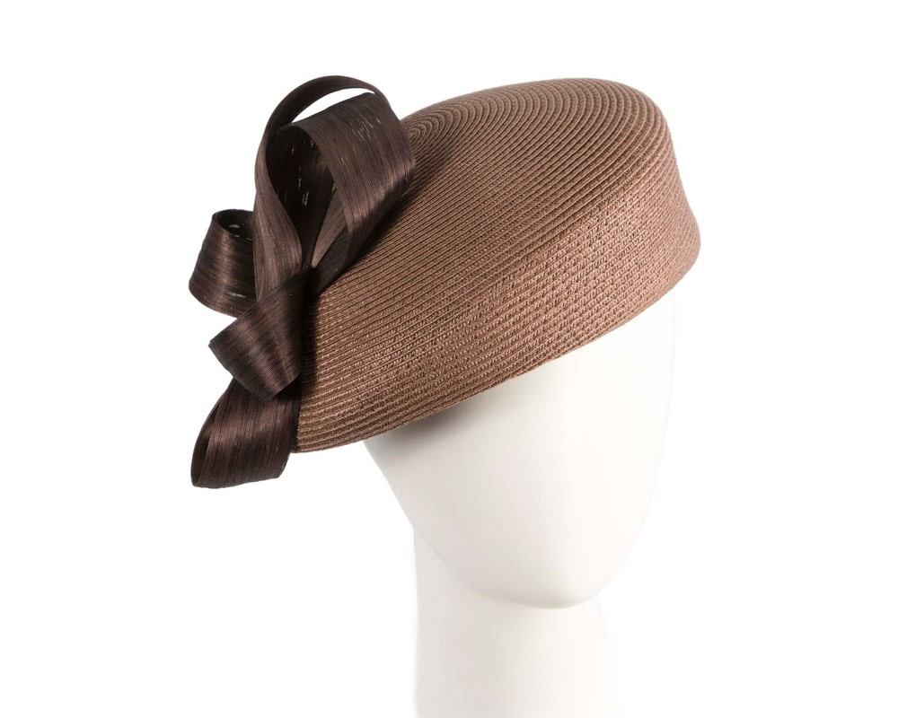 Fashion bronze beret hat with bow by Max Alexander