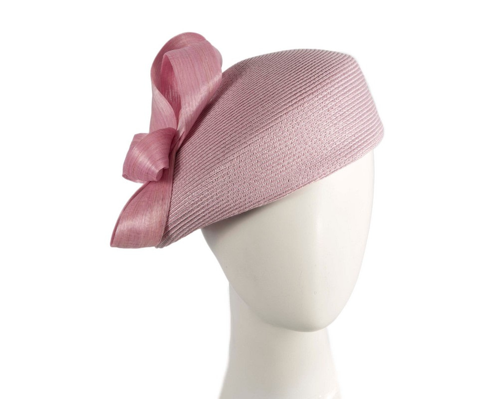 Fashion dusty pink beret hat with bow by Max Alexander
