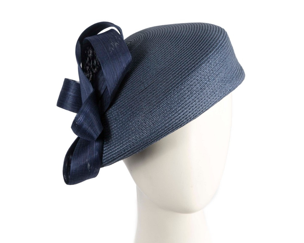 Fashion navy beret hat with bow by Max Alexander