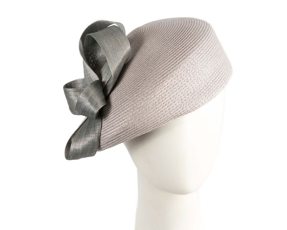 Fashion silver beret hat with bow by Max Alexander