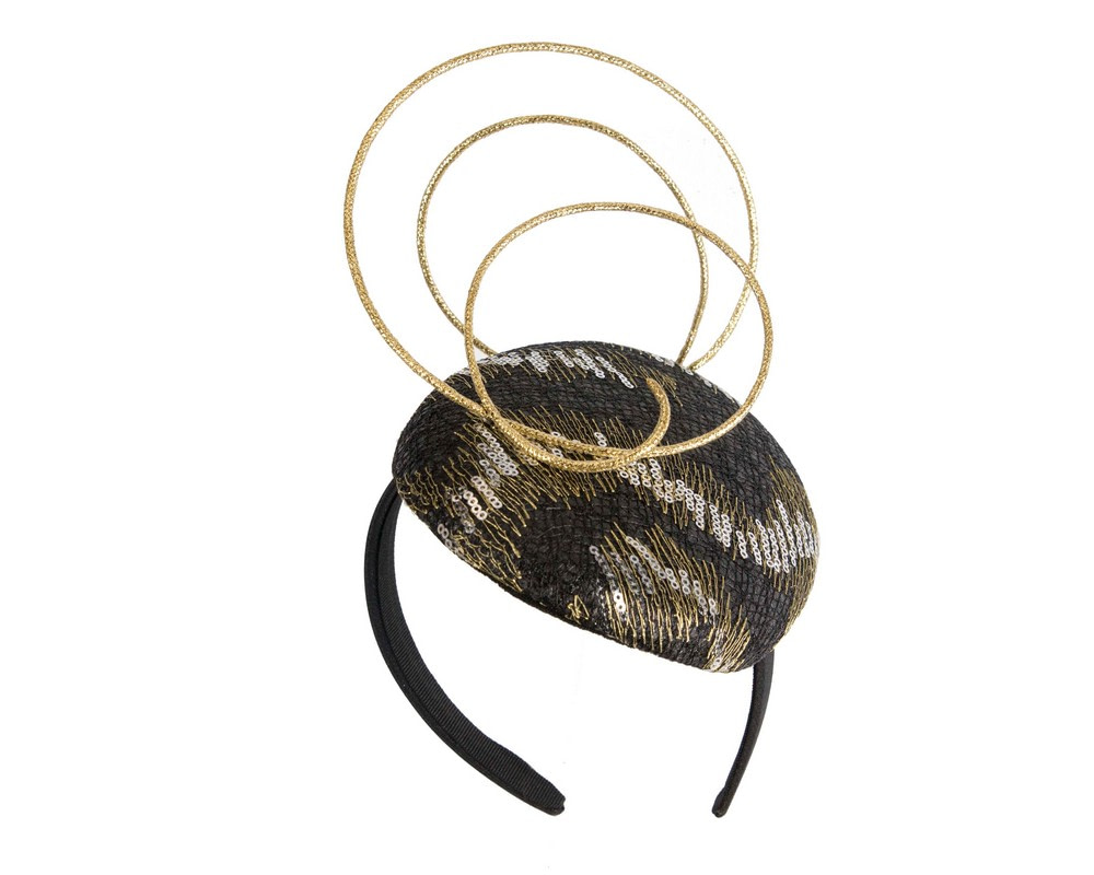 Bespoke black and gold fascinator by Fillies Collection - Image 3