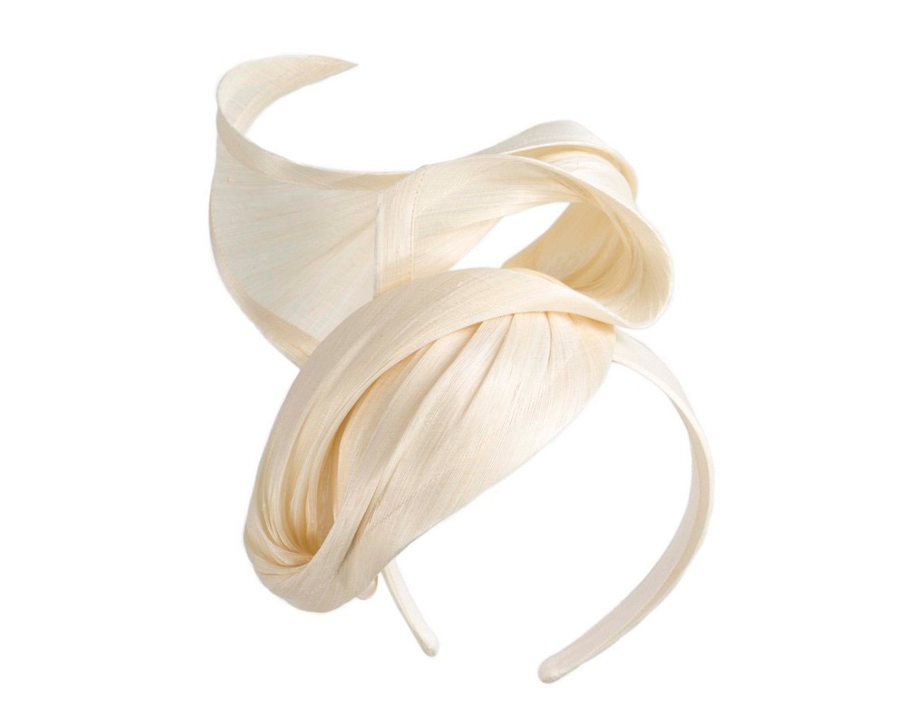 Cream silk abaca fascinator by Fillies Collection - Fascinators.com.au Cream silk abaca fascinator by Fillies Collection - Image 2