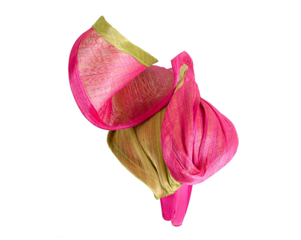 Fuchsia & lime silk abaca fascinator by Fillies Collection - Fascinators.com.au Fuchsia & lime silk abaca fascinator by Fillies Collection - Image 4