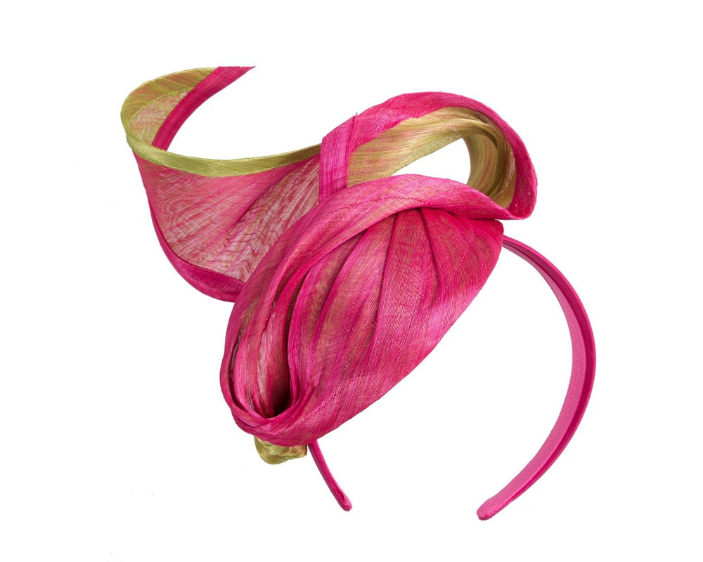 Fuchsia & lime silk abaca fascinator by Fillies Collection - Fascinators.com.au Fuchsia & lime silk abaca fascinator by Fillies Collection - Image 2