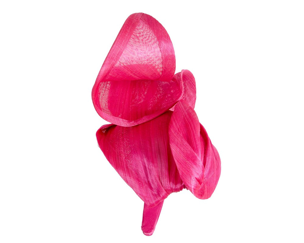 Fuchsia silk abaca fascinator by Fillies Collection - Image 4