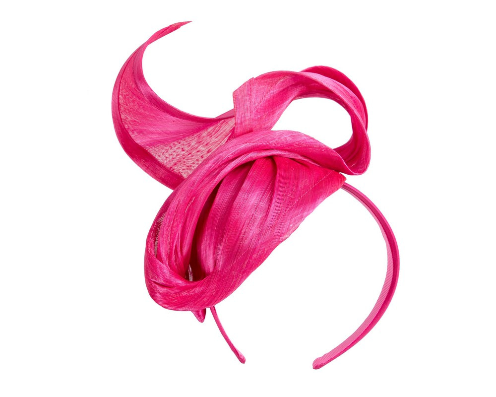 Fuchsia silk abaca fascinator by Fillies Collection - Image 2