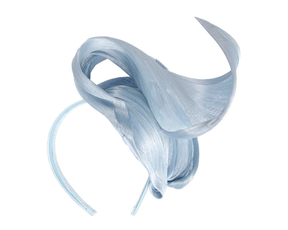 Light blue silk abaca fascinator by Fillies Collection - Fascinators.com.au Light blue silk abaca fascinator by Fillies Collection - Image 6