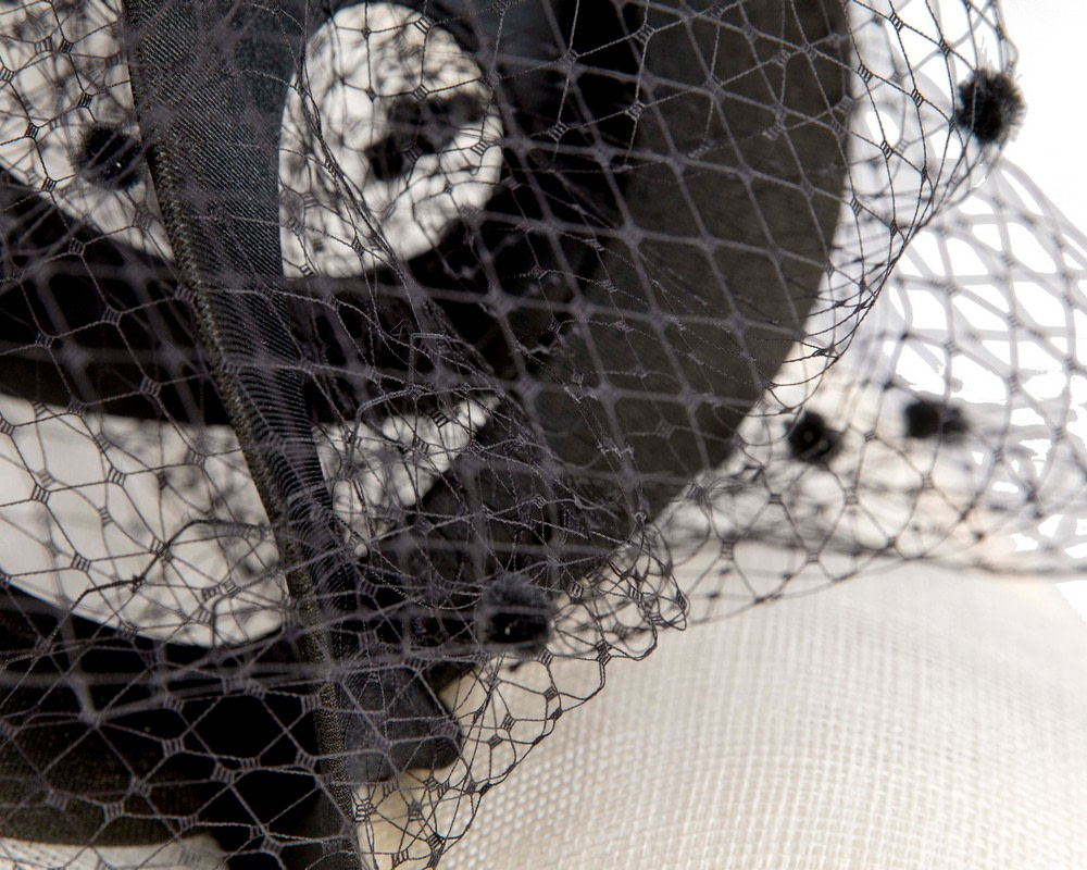 Large cream and black racing hatinator by Fillies Collection - Fascinators.com.au Large cream and black racing hatinator by Fillies Collection - Image 5