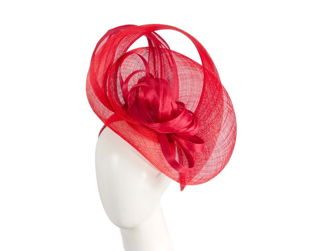 Red sinamay fascinator by Fillies Collection