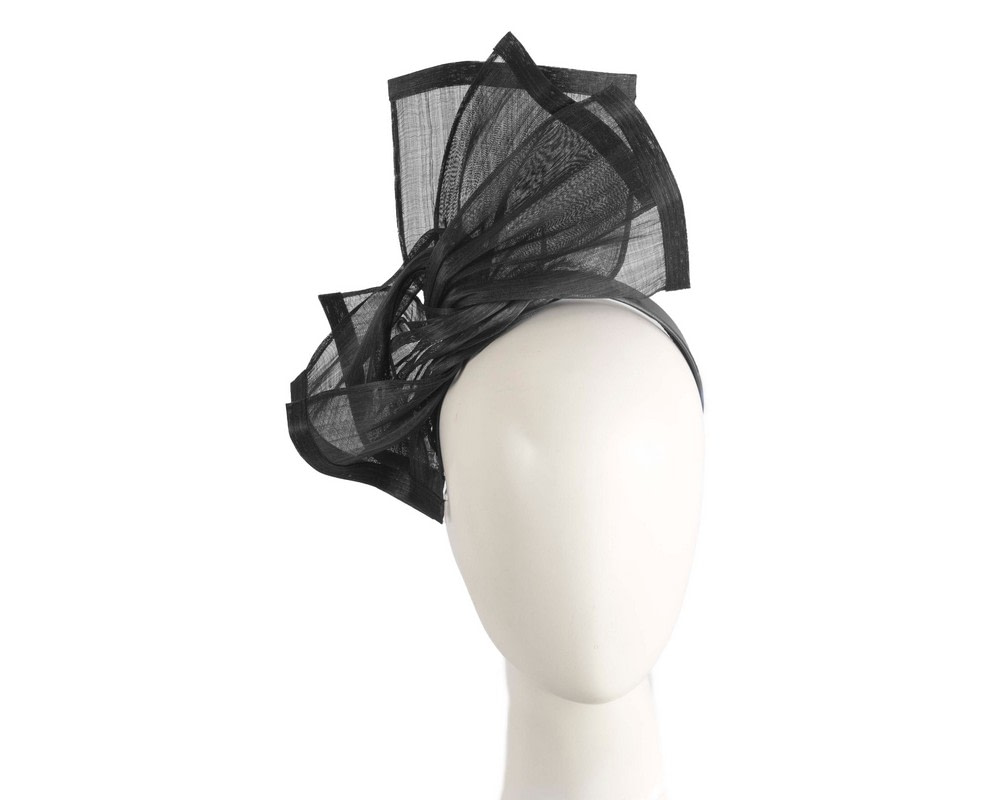 Twisted black silk abaca fascinator by Fillies Collection