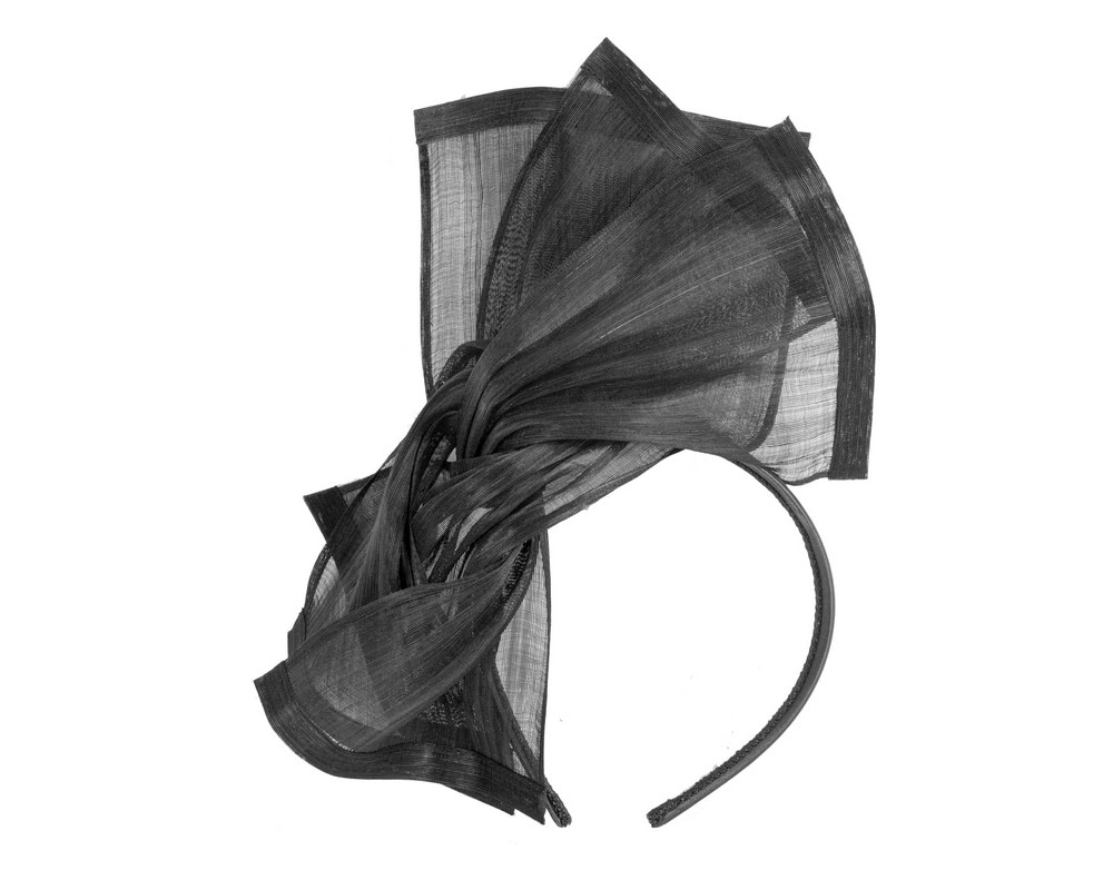 Twisted black silk abaca fascinator by Fillies Collection - Image 2