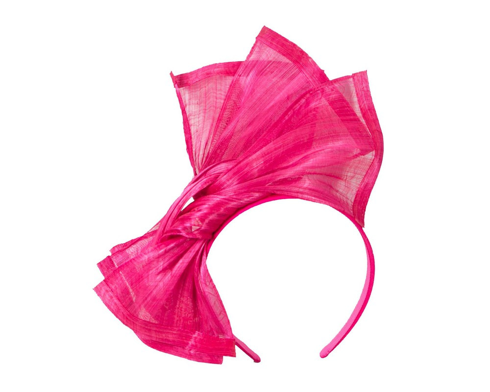 Twisted fuchsia silk abaca fascinator by Fillies Collection - Image 2