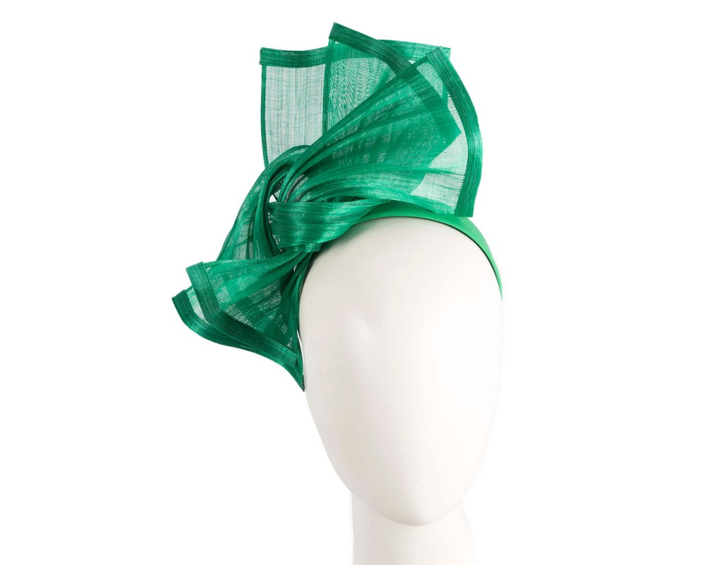 Twisted green silk abaca fascinator by Fillies Collection