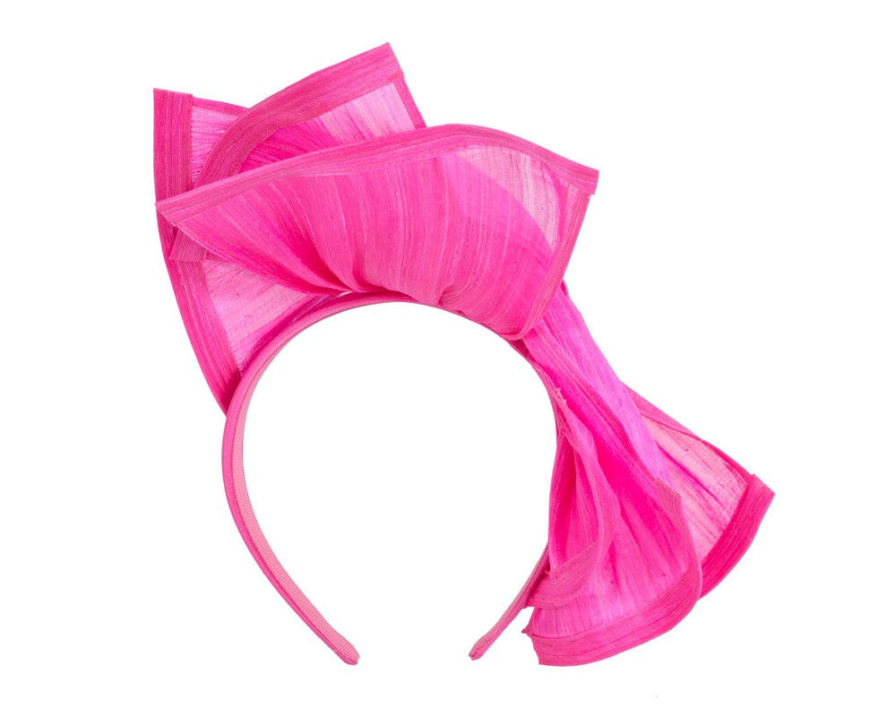 Twisted hot pink silk abaca fascinator by Fillies Collection - Image 4