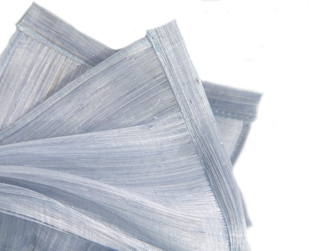 Twisted light blue silk abaca fascinator by Fillies Collection - Image 3