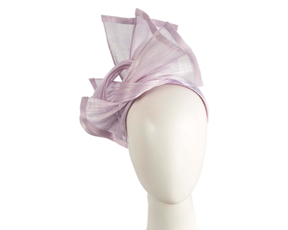 Twisted lilac silk abaca fascinator by Fillies Collection