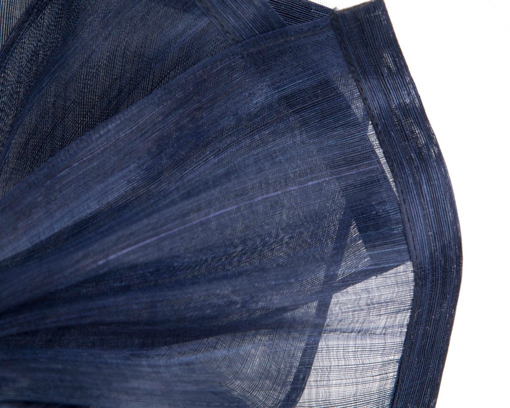 Twisted navy silk abaca fascinator by Fillies Collection - Image 3