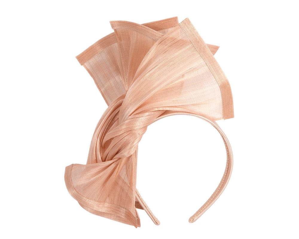 Twisted nude silk abaca fascinator by Fillies Collection - Image 2