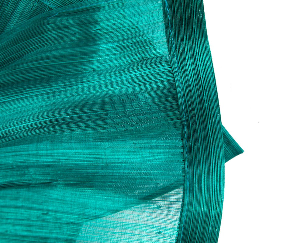 Twisted teal green silk abaca fascinator by Fillies Collection - Image 3