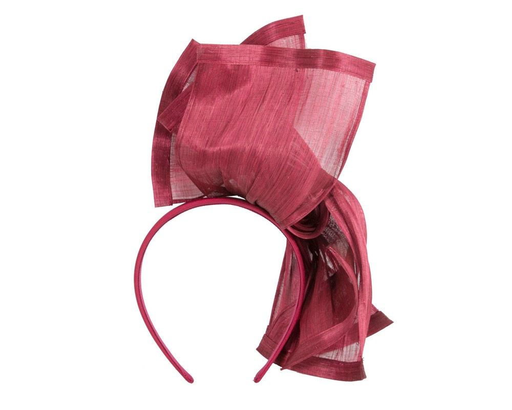 Twisted wine-colored silk abaca fascinator by Fillies Collection - Image 4