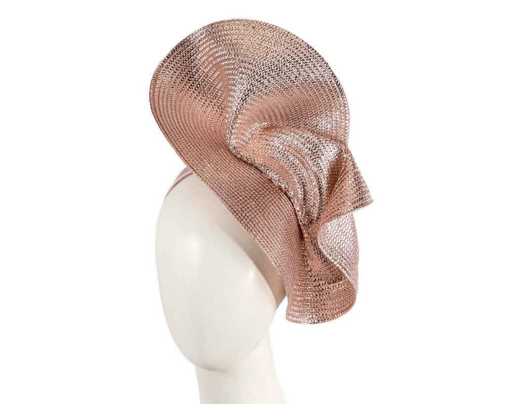 Bespoke shiny rose gold fascinator by Fillies Collection