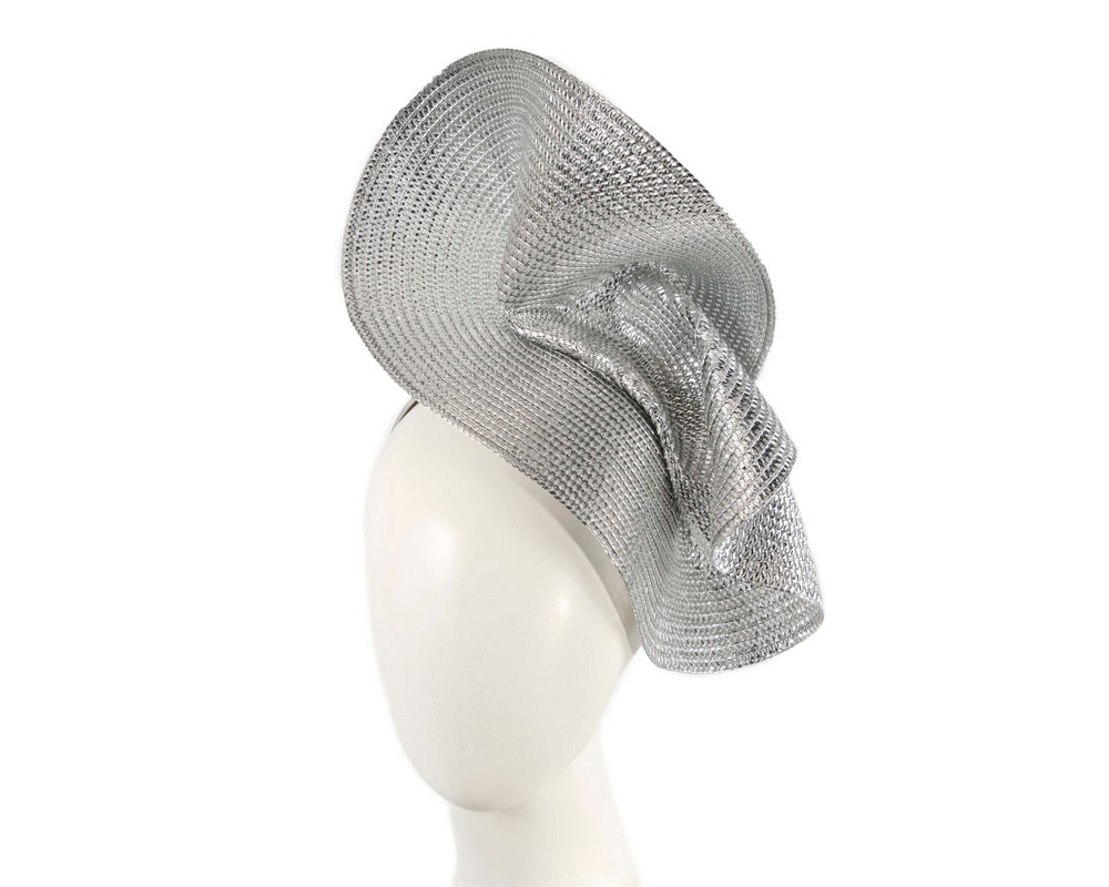 Bespoke shiny silver fascinator by Fillies Collection