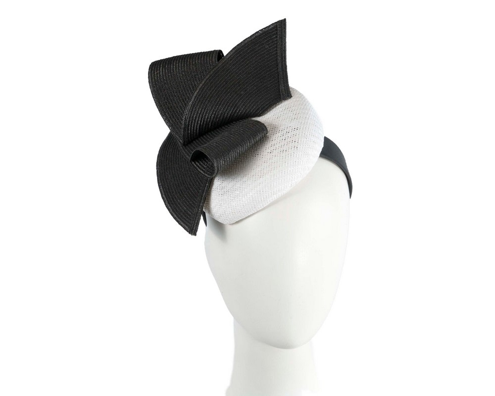 Bespoke white & black pillbox fascinator by Fillies Collection