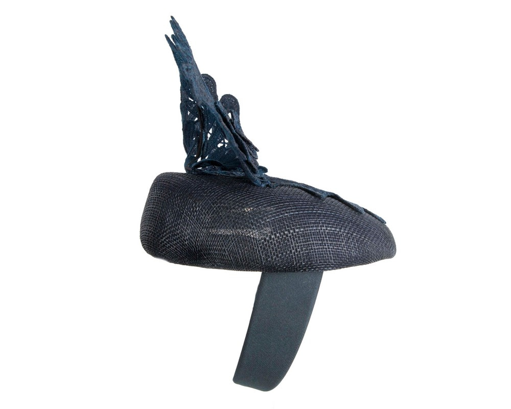 Navy Pillbox Fascinator with Stunning Lace Design - Image 4