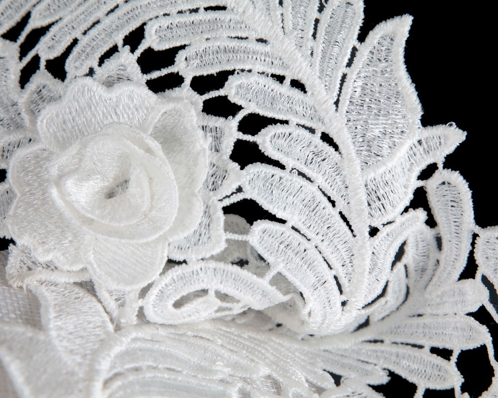 White Pillbox Fascinator with Stunning Lace Design - Image 5