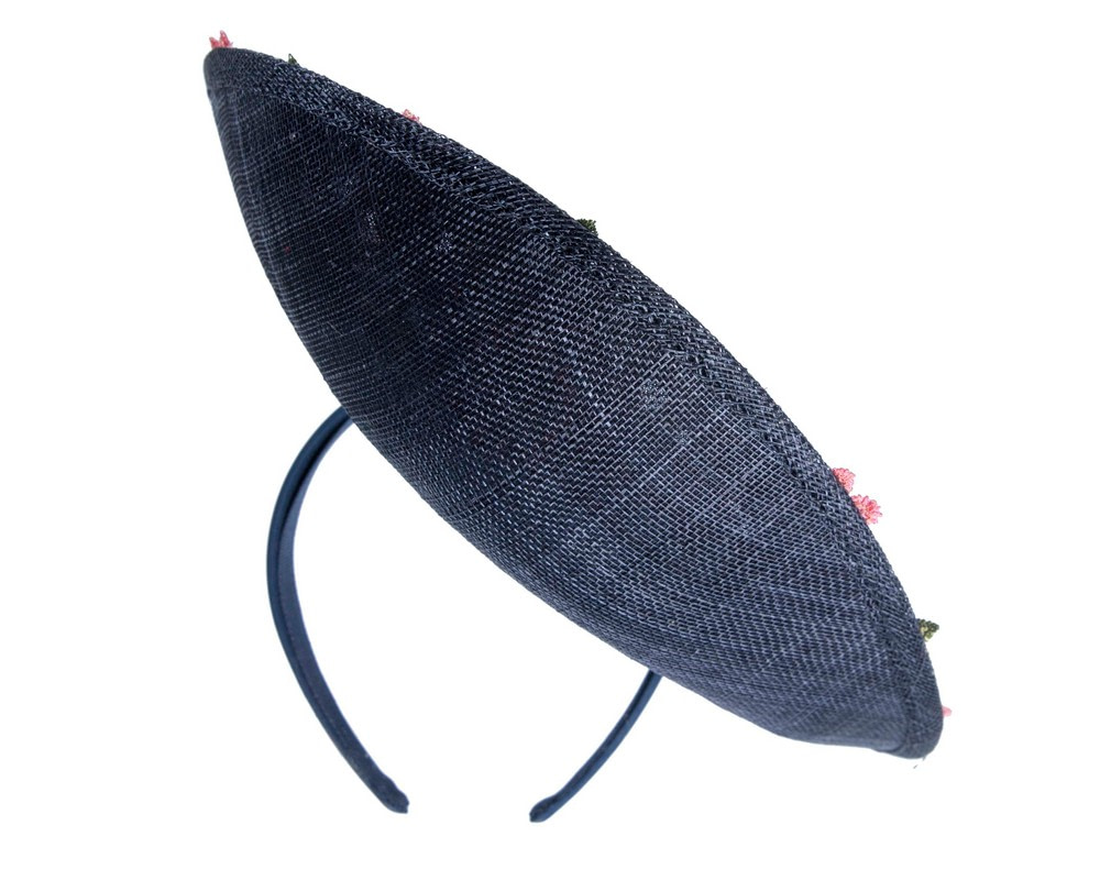 Navy Floral Fascinator with Embroidered Lace by Fillies Collection - Image 6