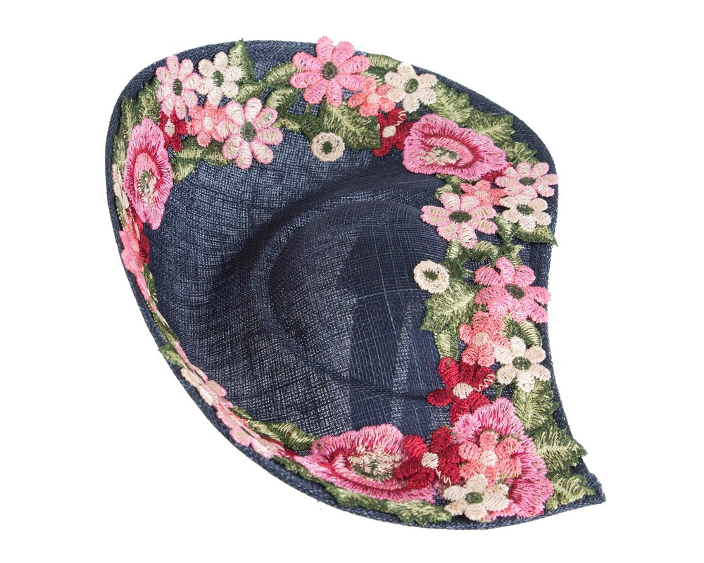 Navy Floral Fascinator with Embroidered Lace by Fillies Collection - Image 4